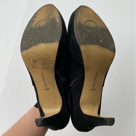 Adrienne Vittadini Women's Low Ankle Heeled Booties Size 8.5 Black Suede - Picture 8 of 9